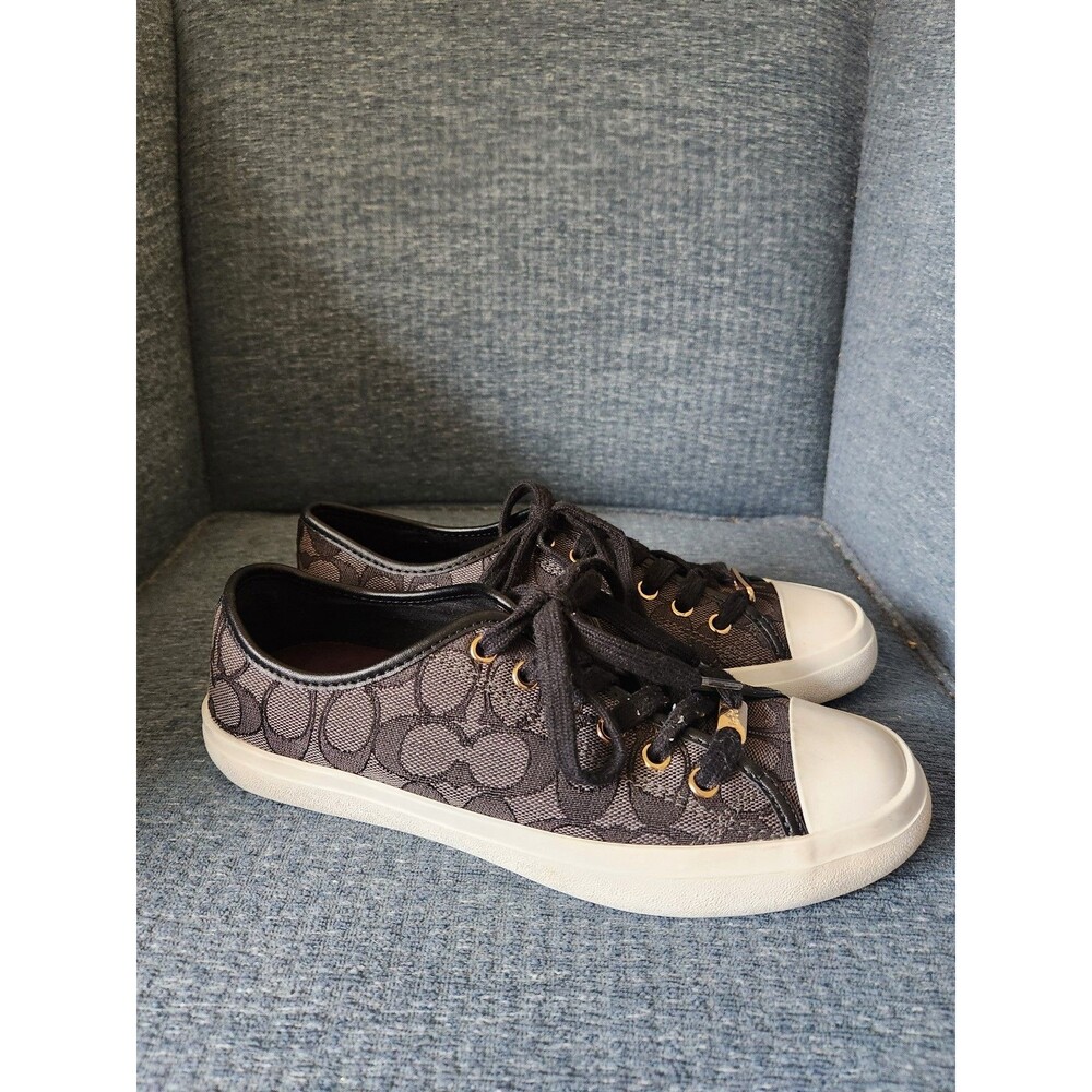 Coach Women's Empire Outline C/Nap Signature Logo Sneakers B&W Size 8